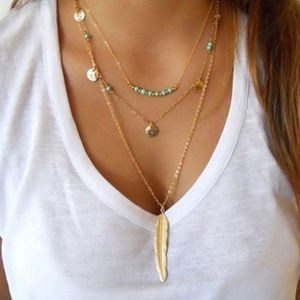 3 Layer Feather Necklace